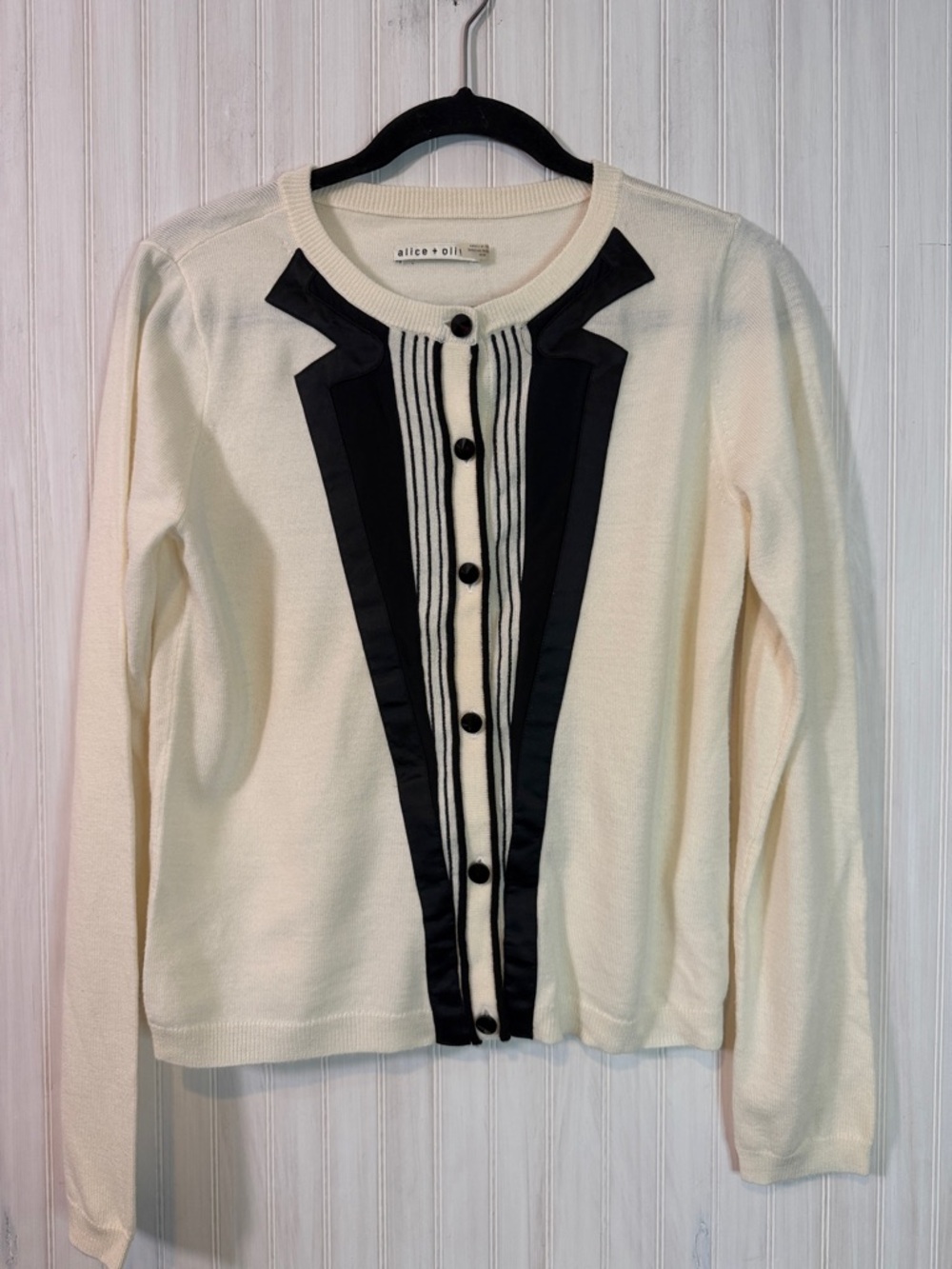 ALICE + OLIVIA TUXEDO CARDIGAN SWEATER MEDIUM